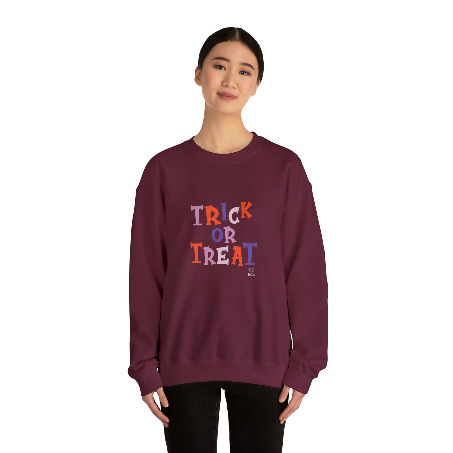 Trick or Treat Funny Halloween Sweatshirt Funny Halloween Horror Shirt Halloween Women's Sweatshirt Funny Halloween Tee Unisex gift pastel