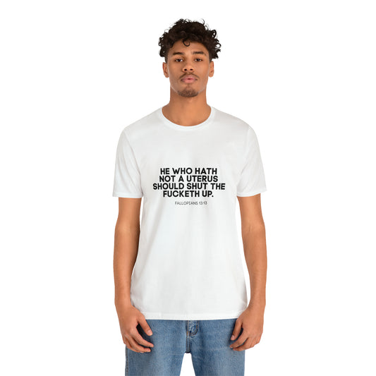 He who hath no uterus should shut the fucketh up shirt, Women's rights crop top, human rights, march shirt,Champion Women's Cropped T-Shirt