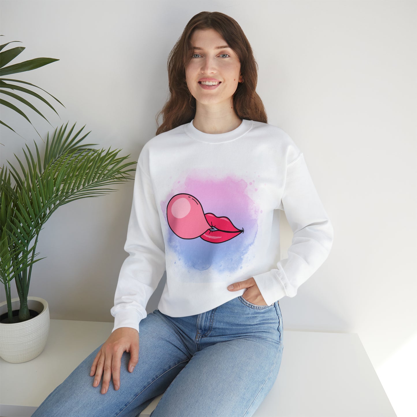 Bubble Gum kiss sweatshirt, Summer Bubblegum shirt, Birthday gift for her,Galantine travel sweatshirt,Unisex Heavy Blend Crewneck Sweatshirt