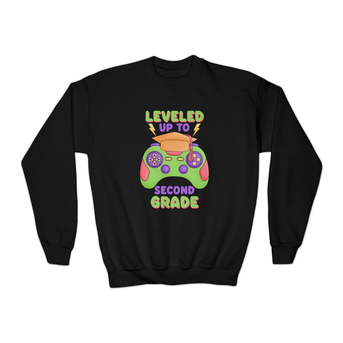 First day of school sweater second grade gamer shirt elementary school style Youth Crewneck Sweatshirt
