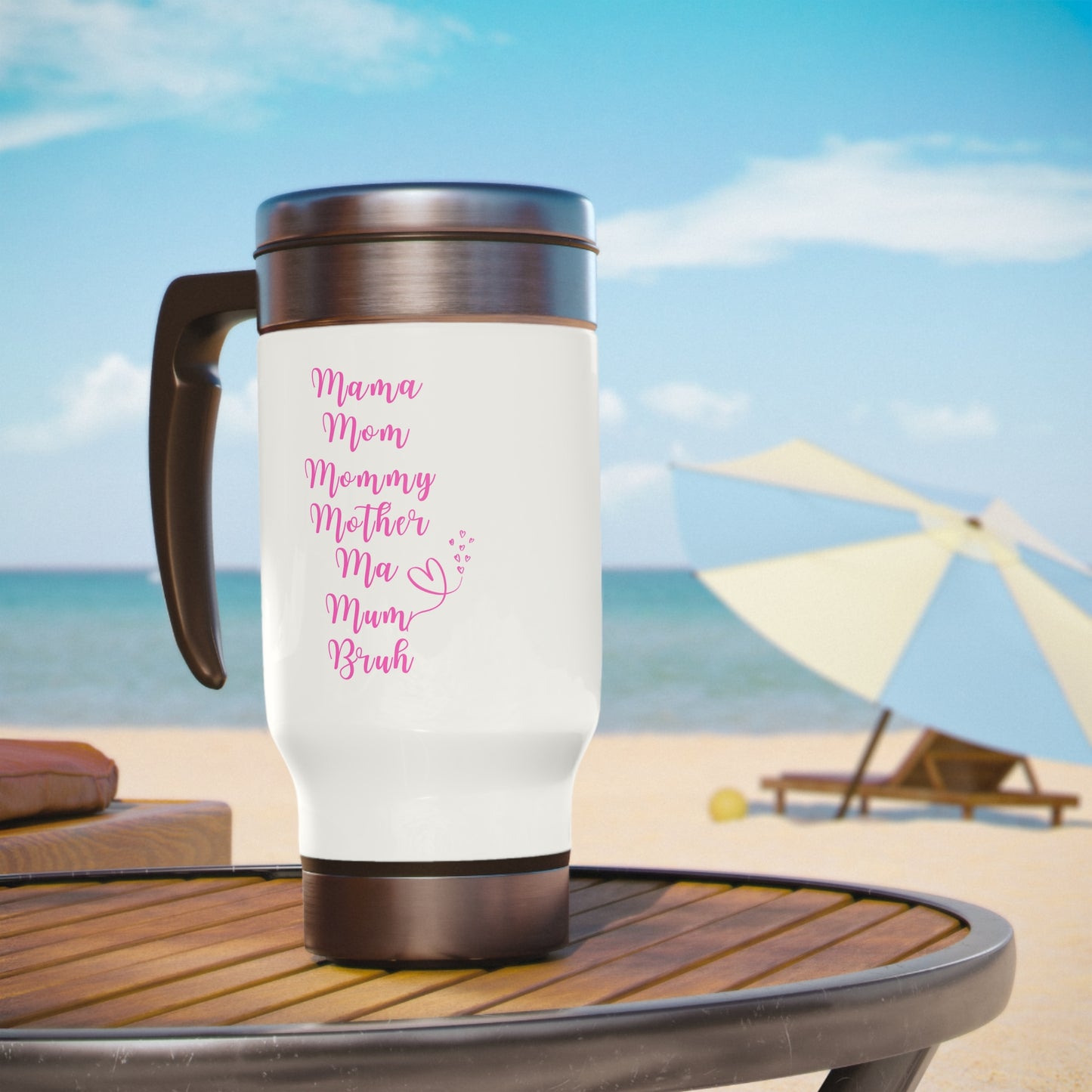 Mom Travel Mug Mommy coffee mug Tea lover gift for her Christmas gift for momStainless Steel Travel Mug with Handle, 14oz camper gift