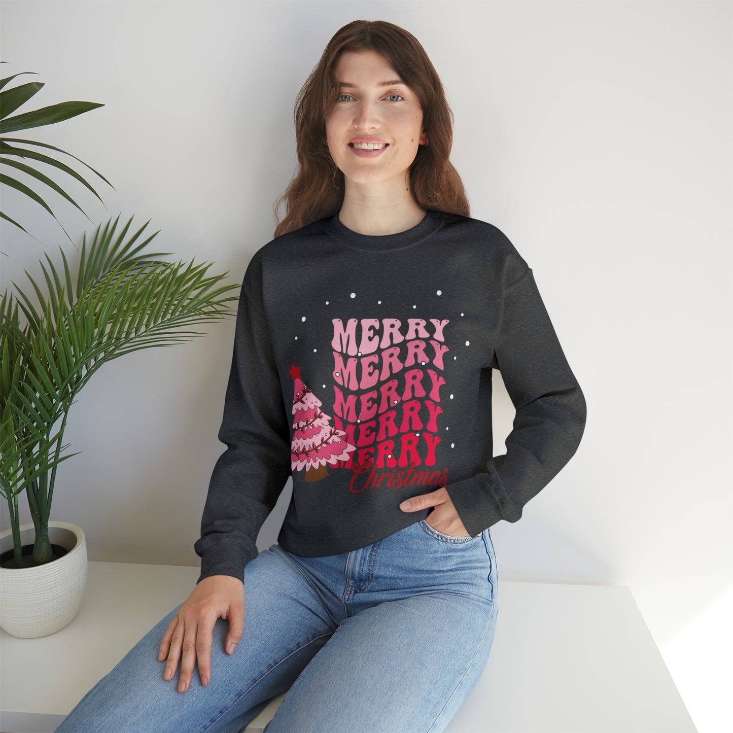 Festive AF sweater Pink Merry Bright Christmas Sweatshirt for Women Christmas Shirt Sweater Holiday Christmas gift for her gift for him