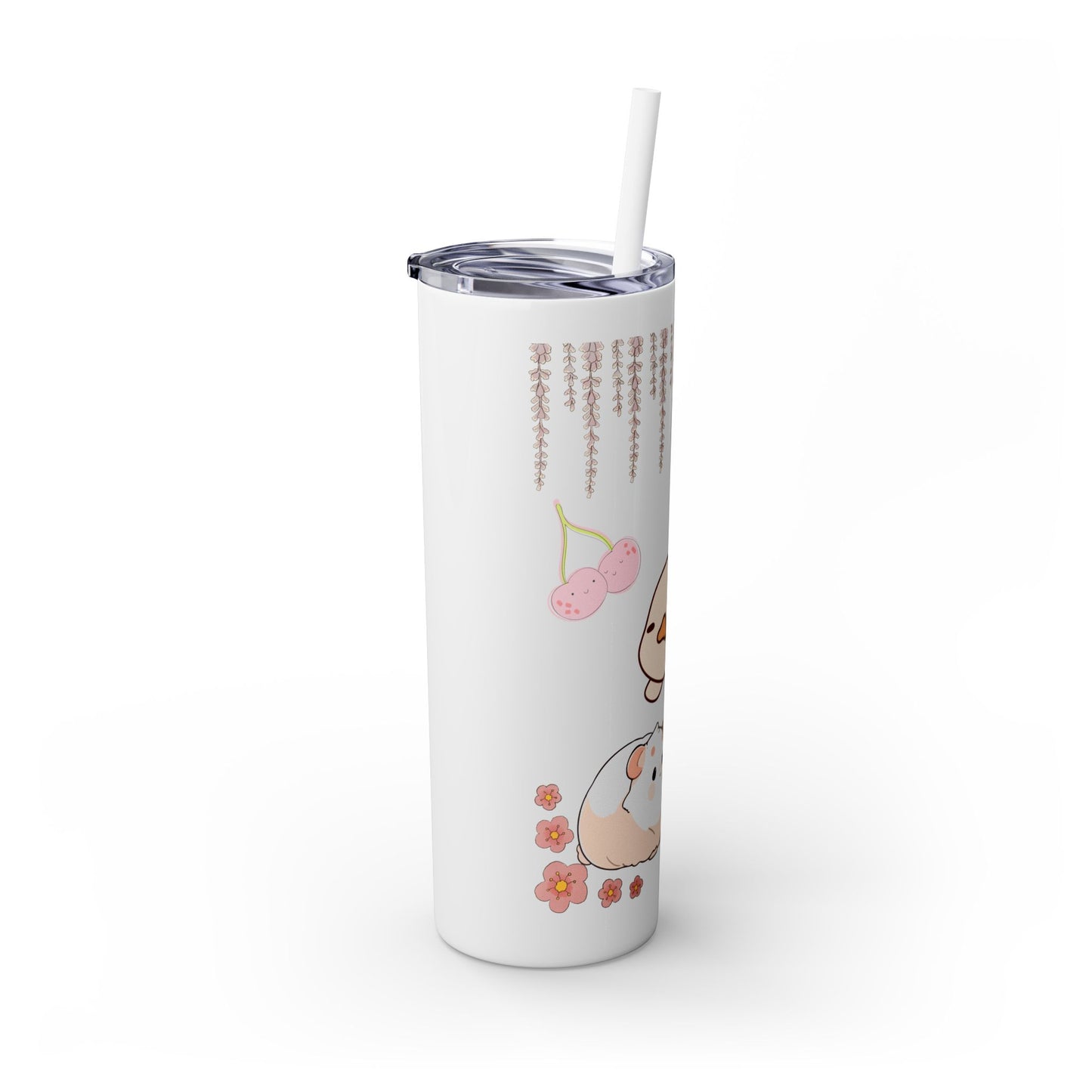 Cute Animal Skinny Tumbler with Straw Kawaii bottle 20oz - Perfect for Kids, Pets Lovers, Birthday Gift, Travel, Summer Fun