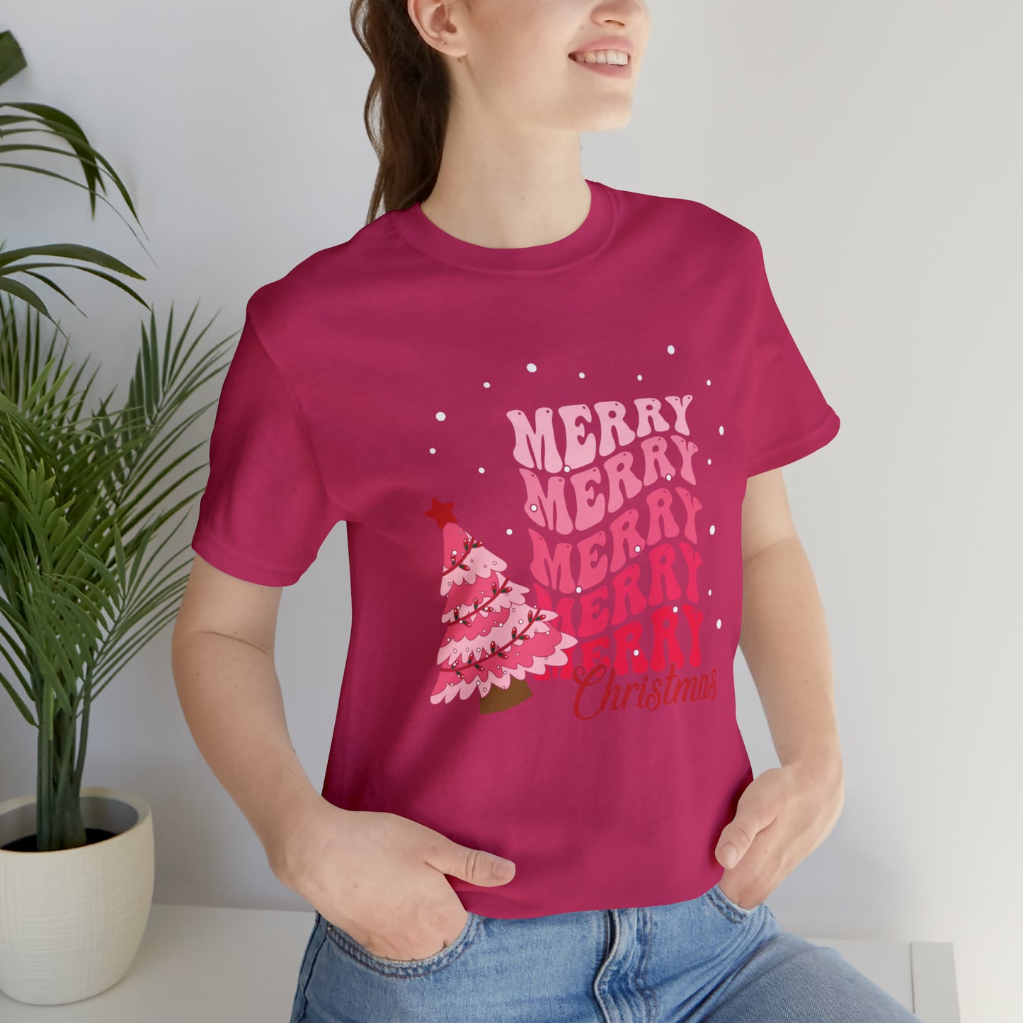 Festive AF shirt Pink Merry Bright Christmas Tshirt for Women Christmas Shirt Sweater Holiday Christmas gift for her gift for him unisex