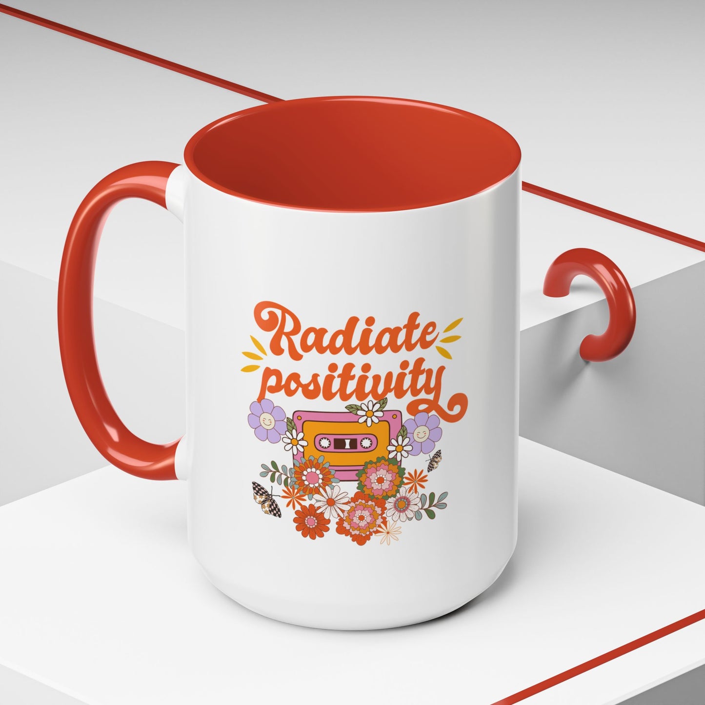 Radiate positivity mug Morning affirmation mug shining light mug Delulu mug retro gift Christmas gift for her gift for him bestie gift