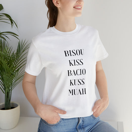 Bisou kiss shirt, travel shirt, best friend trip, girls vacation trip, Unisex Jersey Short Sleeve Tee
