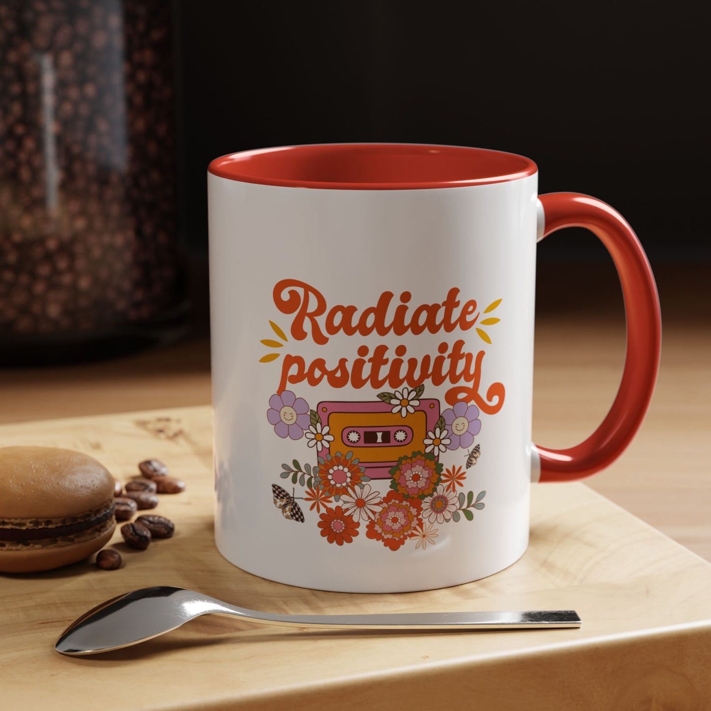 Radiate positivity mug Morning affirmation mug shining light mug Delulu mug retro gift Christmas gift for her gift for him bestie gift