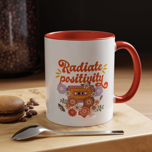 Radiate positivity mug Morning affirmation mug shining light mug Delulu mug retro gift Christmas gift for her gift for him bestie gift