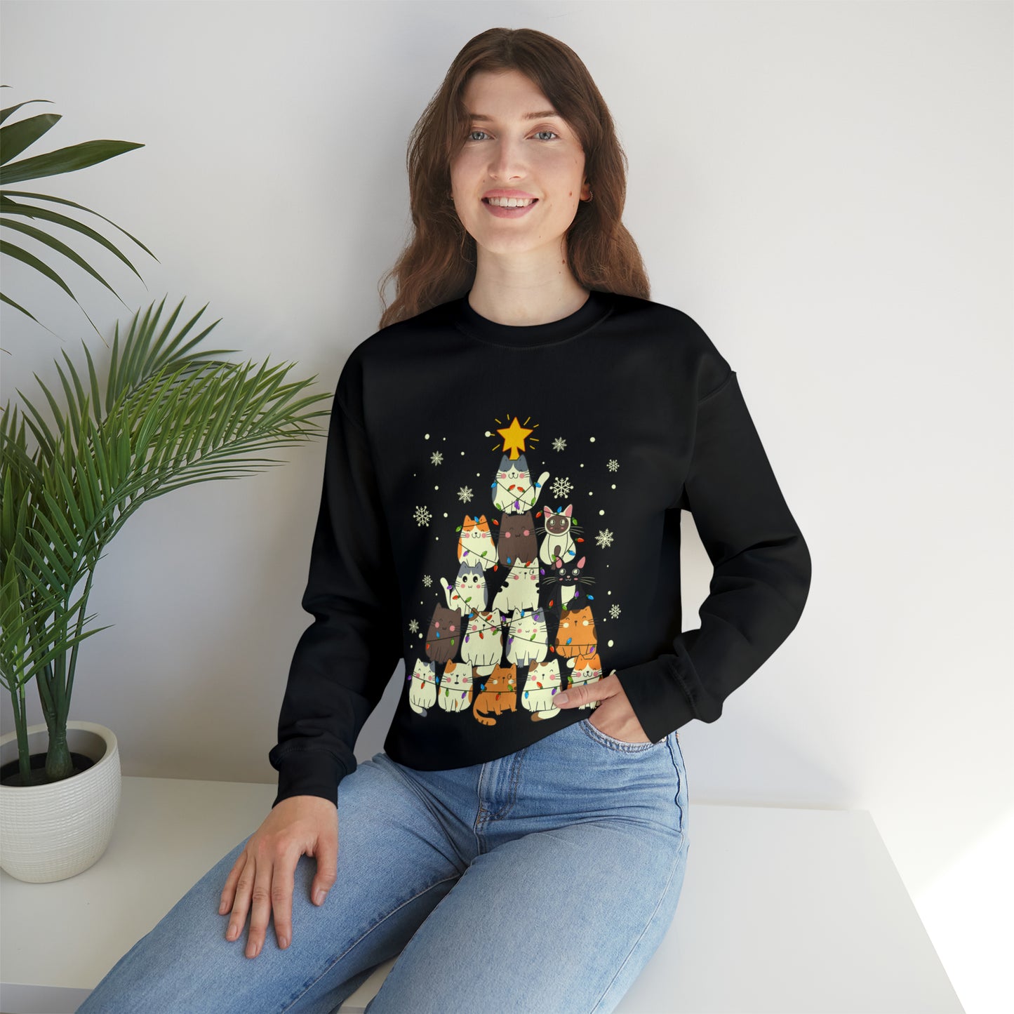 Cat Christmas sweater Kitty Christmas tree sweatshirt Family matching Merry Bright Christmas sweatshirt Christmas Sweater Holiday Christmas