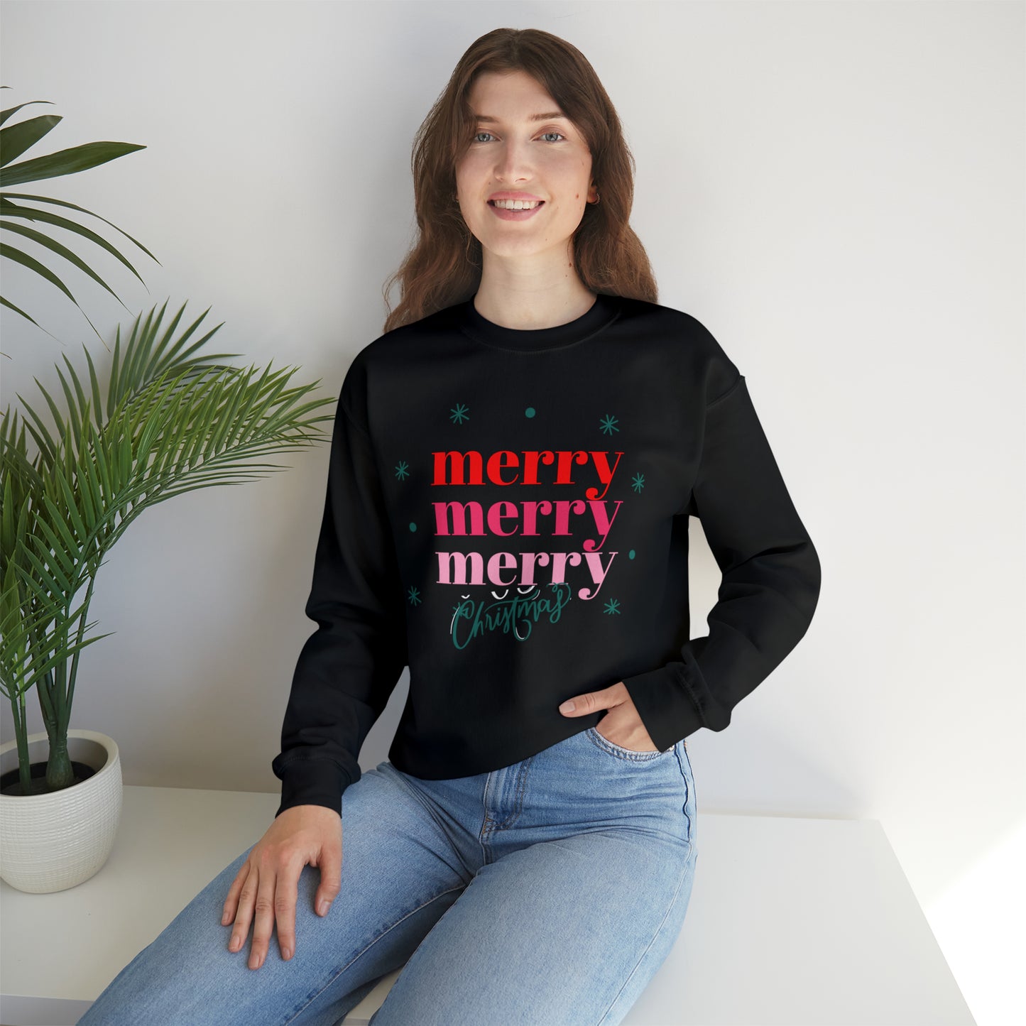 Festive AF sweater Pink Merry Bright Christmas Sweatshirt for Women Christmas Shirt Sweater Holiday Christmas gift for her gift for him