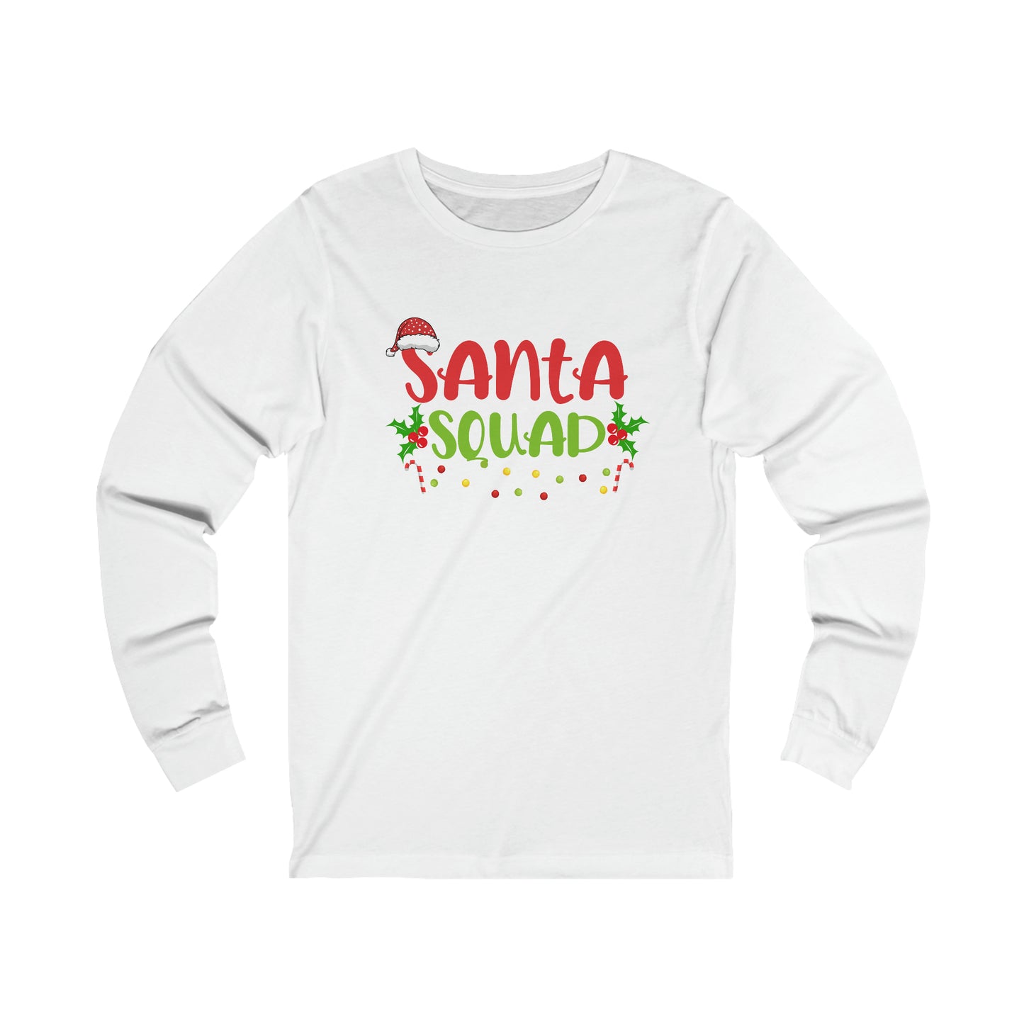 Santa's squad Matching Family Christmas Shirts Santa claus Hat family tshirts Family Christmas Shirt custom photos Unisex Jersey Long Sleeve