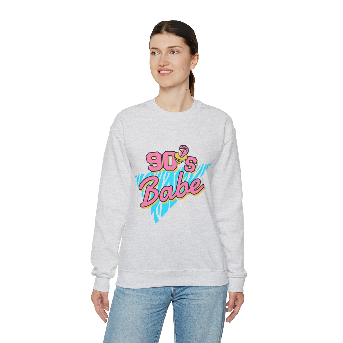 90's Babe Sweatshirt, Pink blue shirt, Unisex Heavy Blend Crewneck Sweatshirt