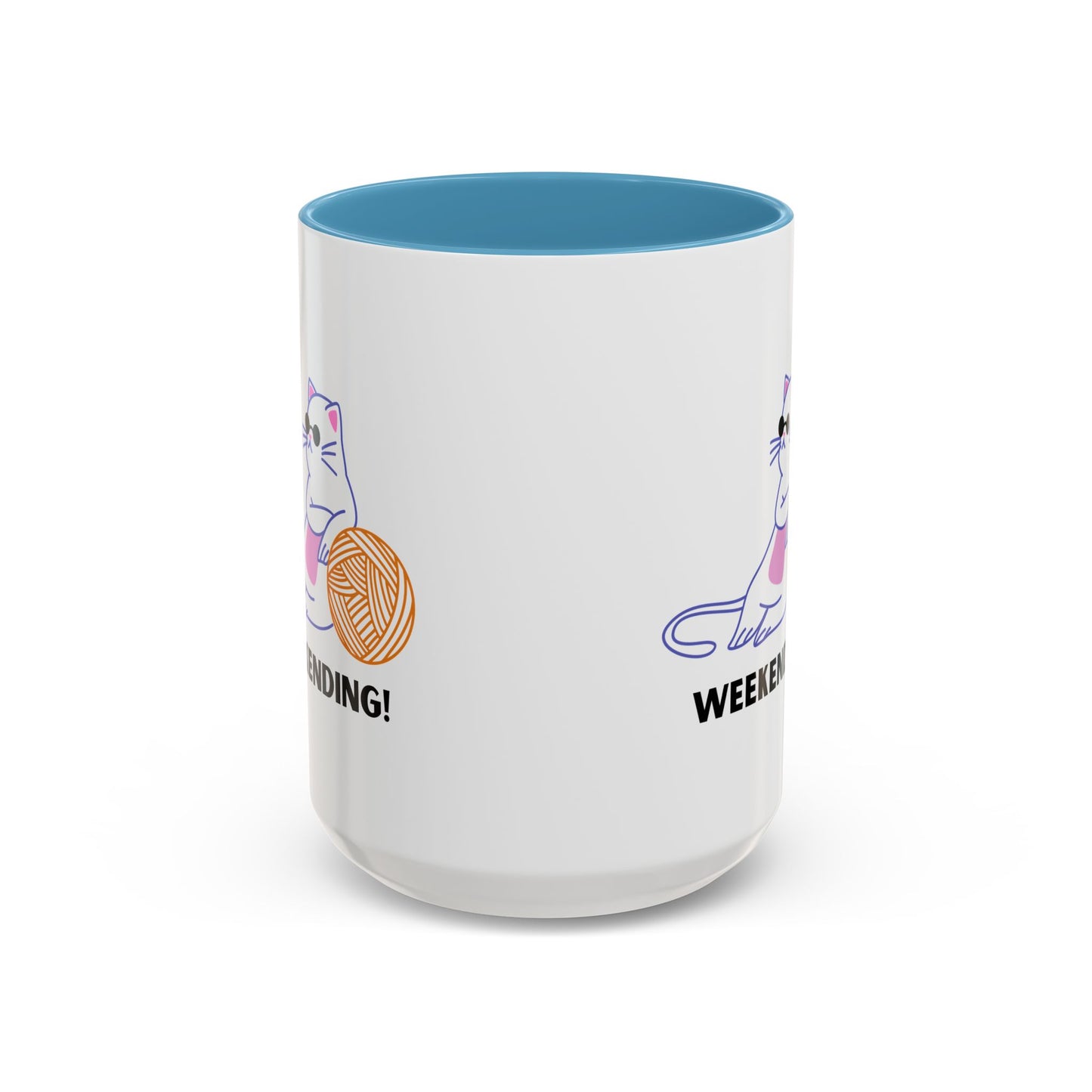 Cat Lover mug weekending vibes yarn lover Coffee Mug Funny Cat Mug Cute Kitty Cup, Cat Lady, Cat Dad, Pet Owner Gift, Cat Mug with Yarn Ball