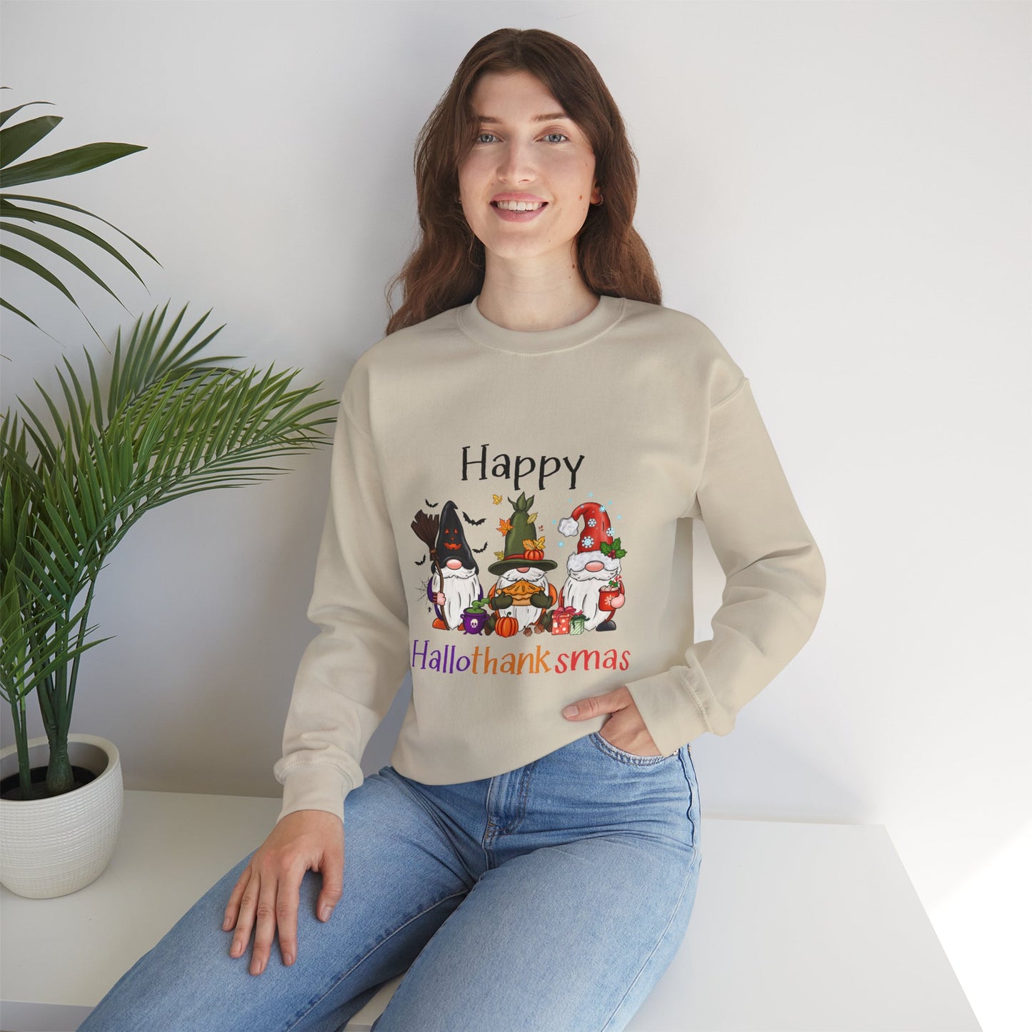 Happy Hallothanksmas Sweatshirt gnome Halloween sweater Gift For her for him Christmas Sweatshirt Cute Halloween Sweater HalloweenSweatshirt
