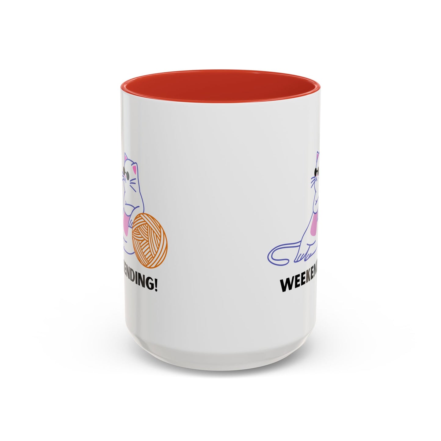 Cat Lover mug weekending vibes yarn lover Coffee Mug Funny Cat Mug Cute Kitty Cup, Cat Lady, Cat Dad, Pet Owner Gift, Cat Mug with Yarn Ball