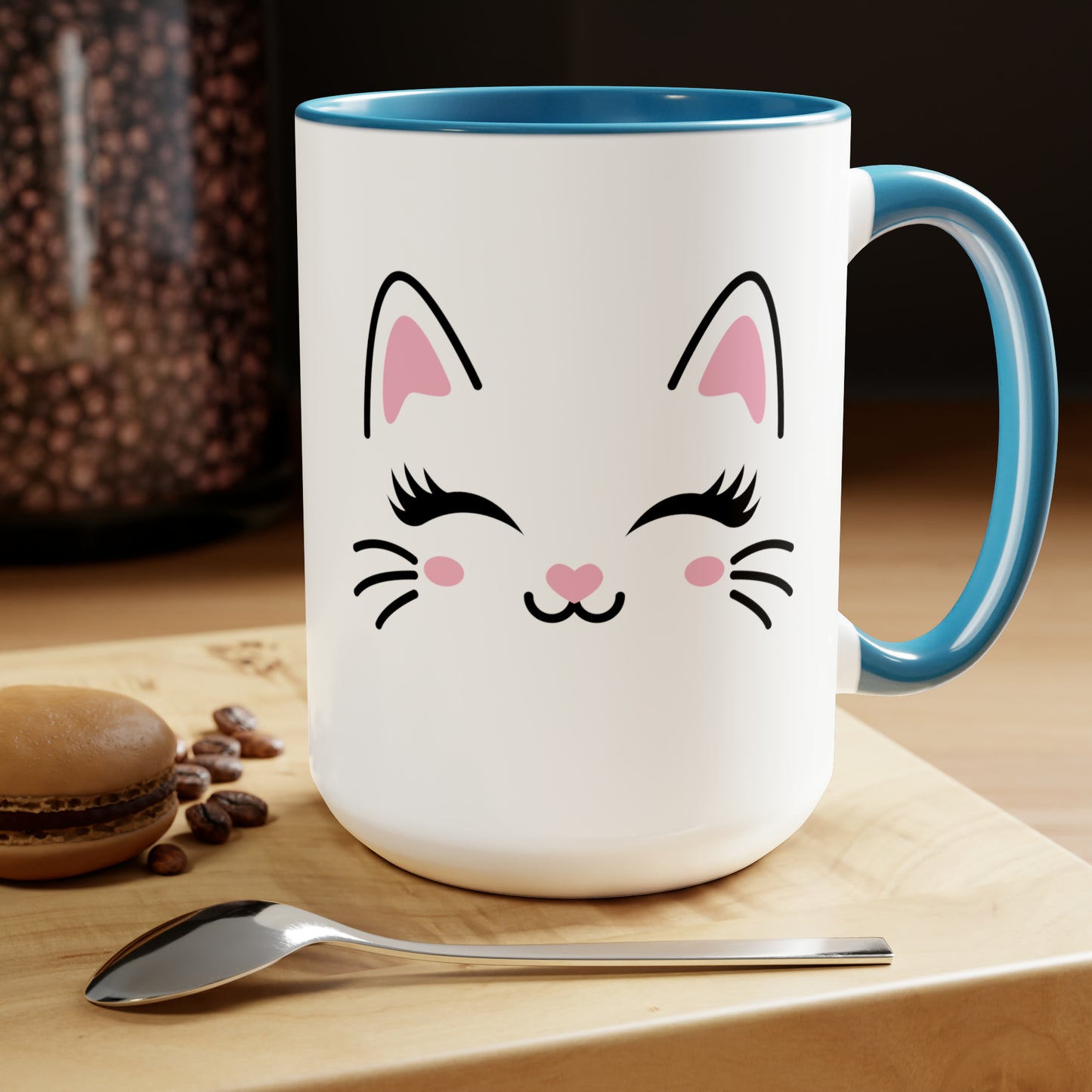 Cute cat face mug Christmas mug gift for mom gift mug Floral mug gift for her Mug funny gift for wife Coffee Mugs Christmas gift 15oz