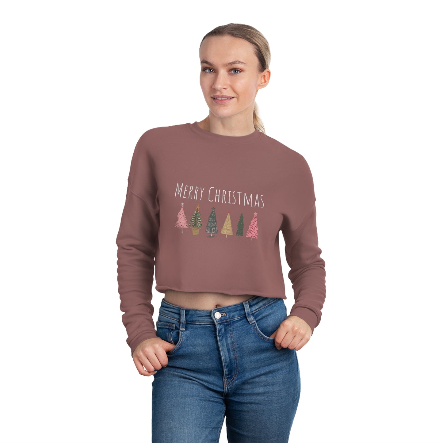 Merry Christmas sweater Women's Cropped Sweatshirt Christmas gift for her gift for wife