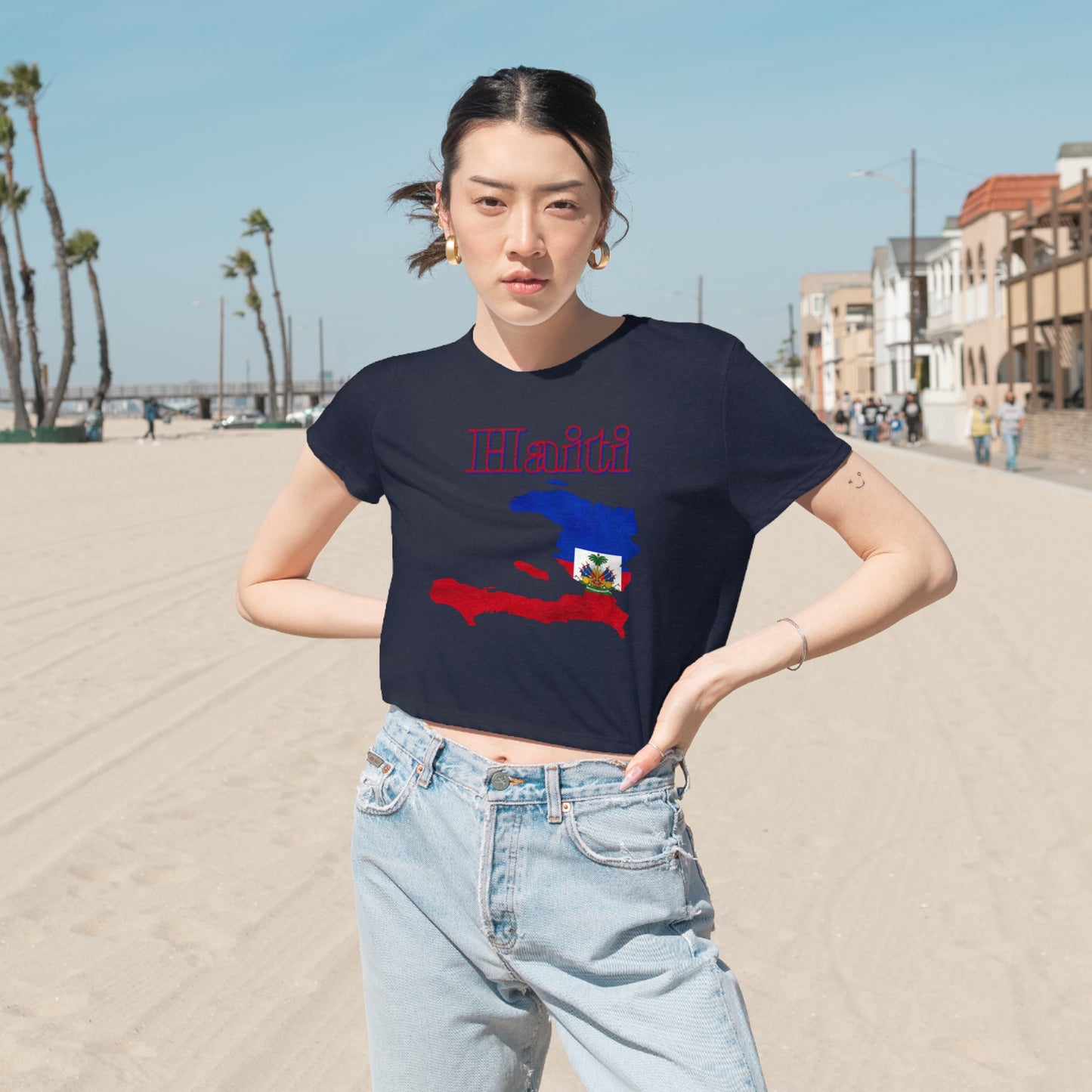 Haiti flag crop top Haiti shirt island Map Tee