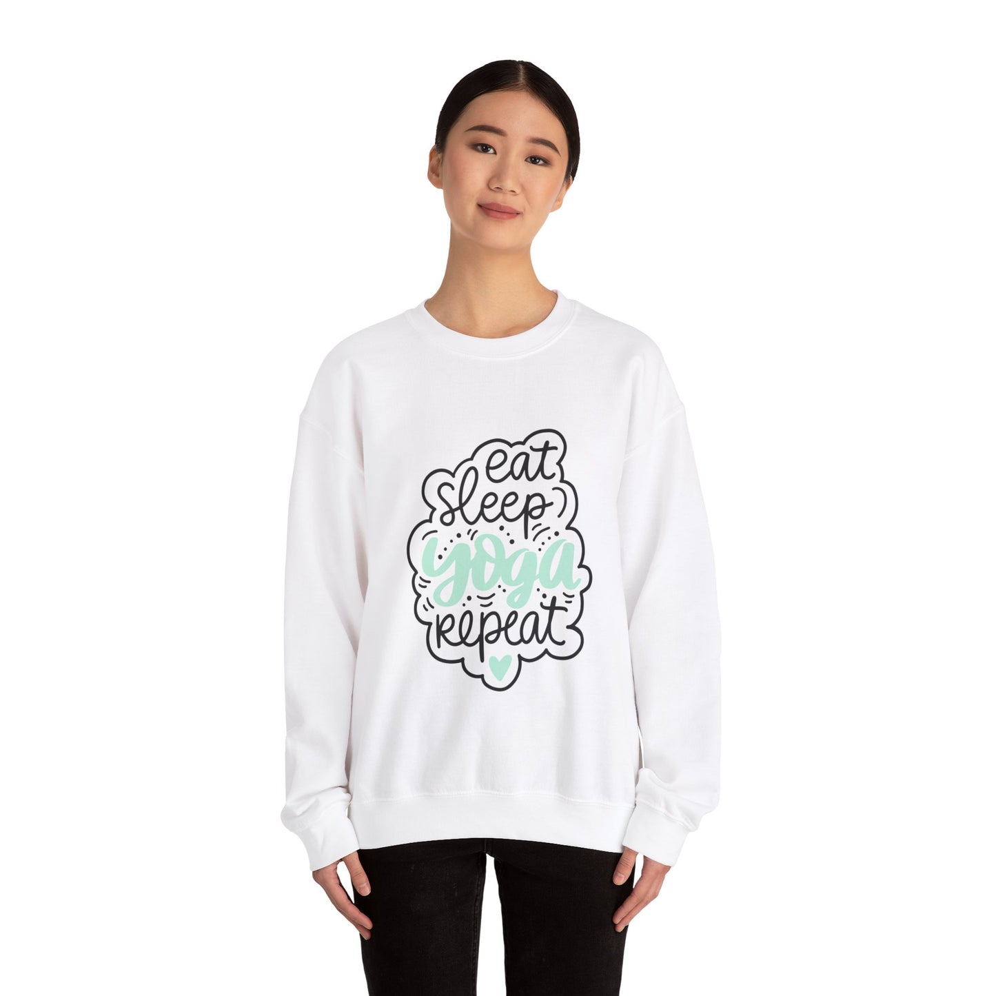 Eat sleep yoga repeat sweater yoga sweater Here we go fucking again sweater gifts funny cat birthday gift Christmas sweatshirt gift for her