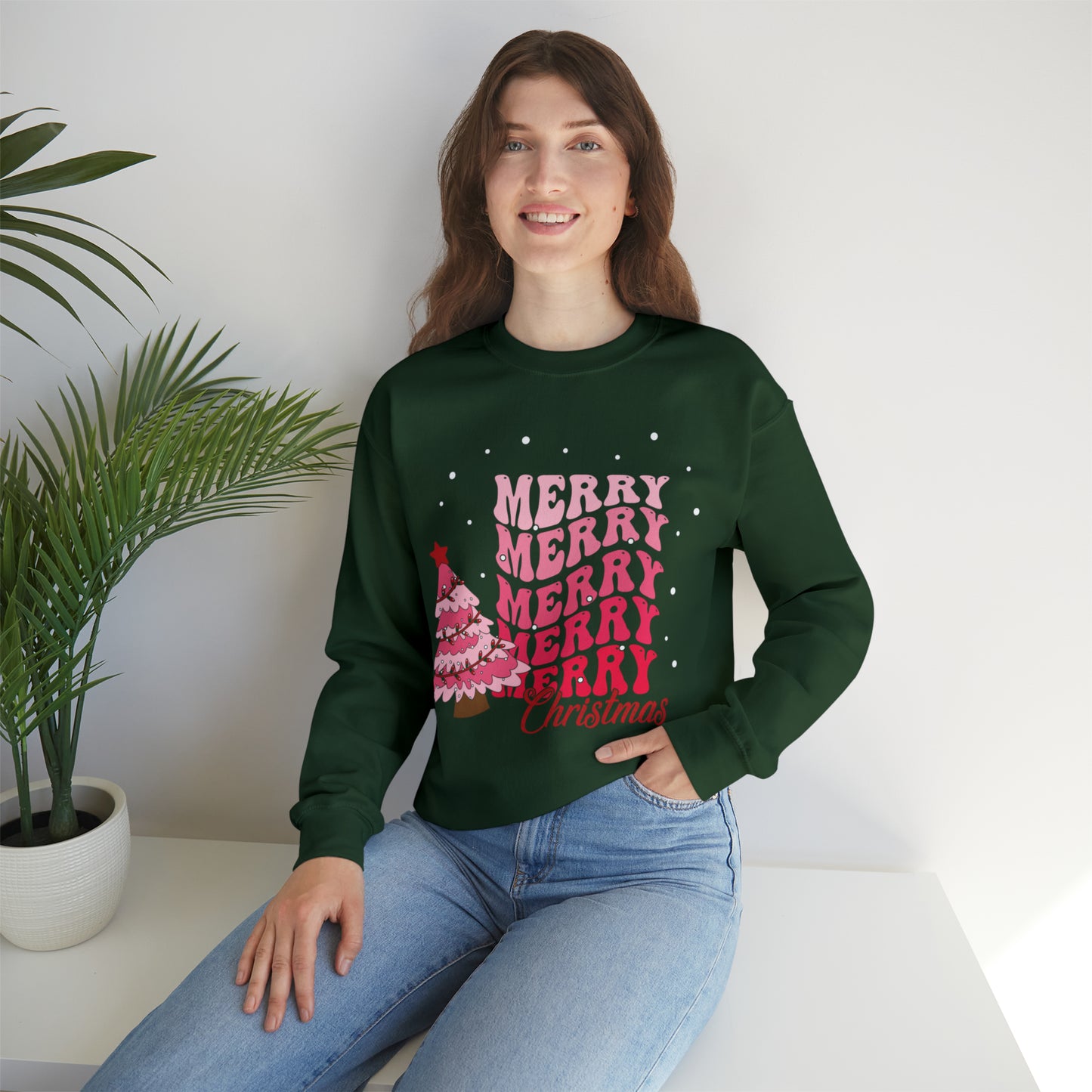 Festive AF sweater Pink Merry Bright Christmas Sweatshirt for Women Christmas Shirt Sweater Holiday Christmas gift for her gift for him