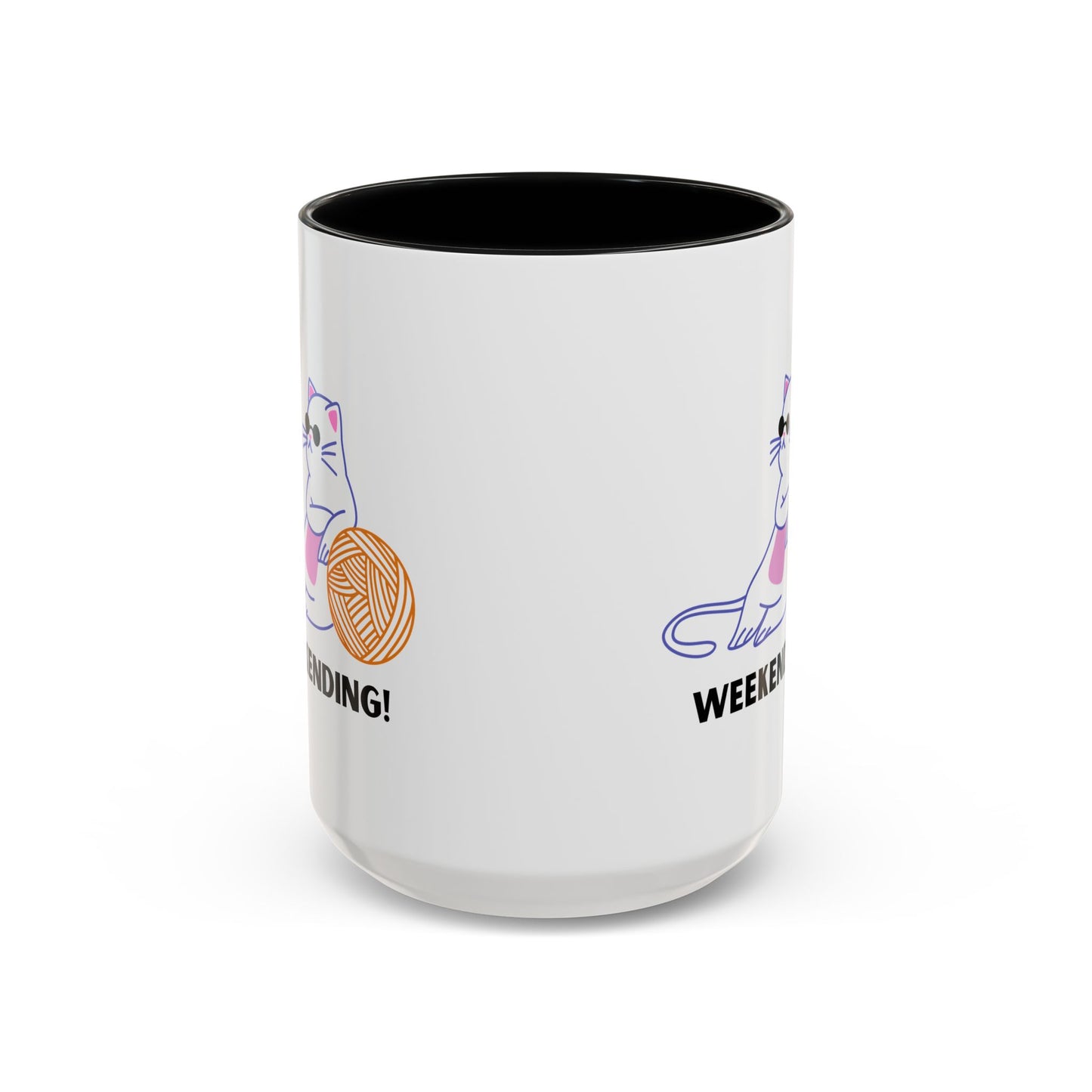 Cat Lover mug weekending vibes yarn lover Coffee Mug Funny Cat Mug Cute Kitty Cup, Cat Lady, Cat Dad, Pet Owner Gift, Cat Mug with Yarn Ball
