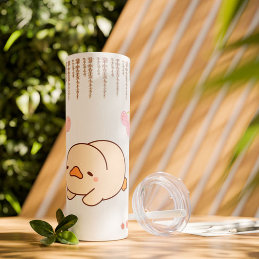 Cute Animal Skinny Tumbler with Straw Kawaii bottle 20oz - Perfect for Kids, Pets Lovers, Birthday Gift, Travel, Summer Fun