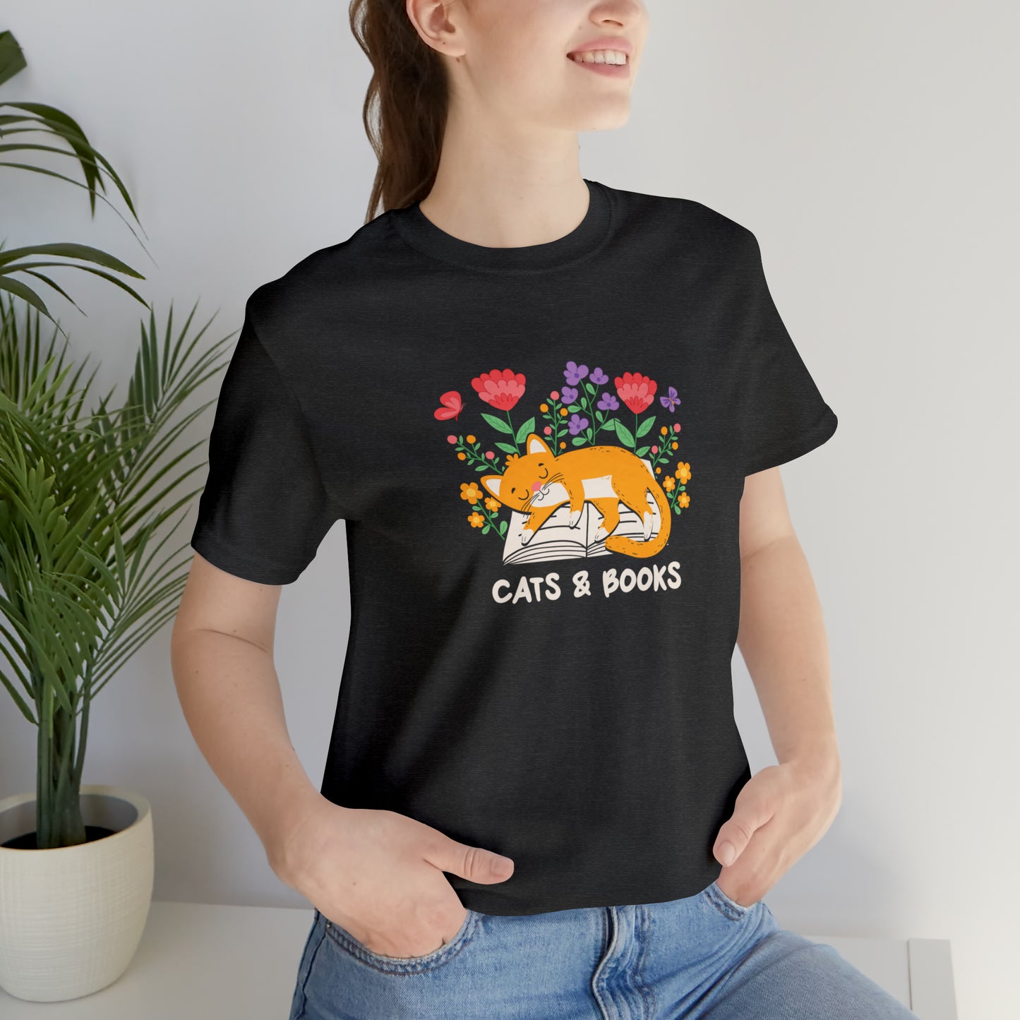 Cat Mom Shirt Cat Lover Tee Cute Book Cat Shirt Floral Book Shirt Book Lover Sweatshirt Reader Bookish Tee Cat Themed Gift For Women for men