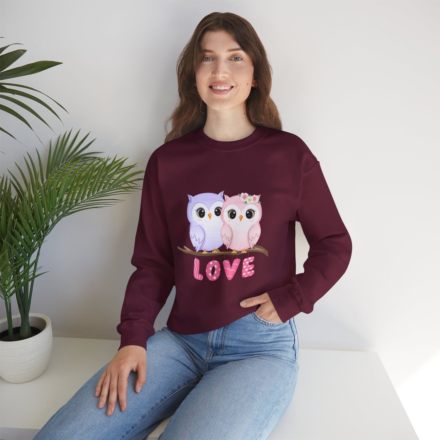 Owl Love sweater valentines Day sweatshirt valentines day shirt best friend gift for her Unisex owl sweater Love shirt unique holiday gift