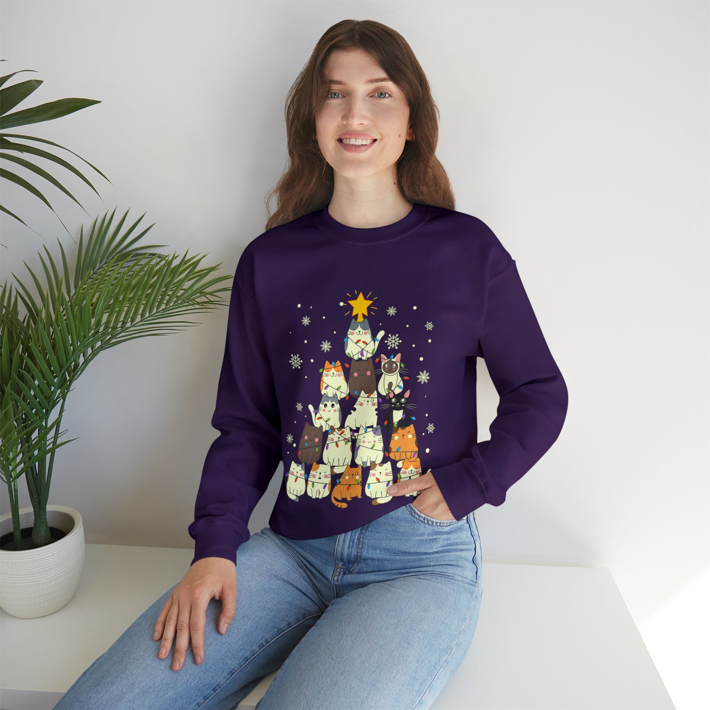 Cat Christmas sweater Kitty Christmas tree sweatshirt Family matching Merry Bright Christmas sweatshirt Christmas Sweater Holiday Christmas