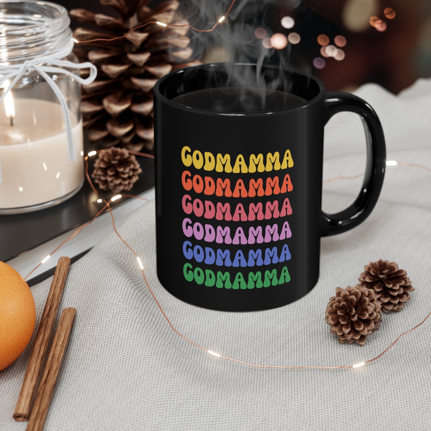 Godmamma gift Godmom gift coffee lover gift tea lover gift for her gift for him Ceramic Mug Bestfriend Christmas gift 11oz Black Mug