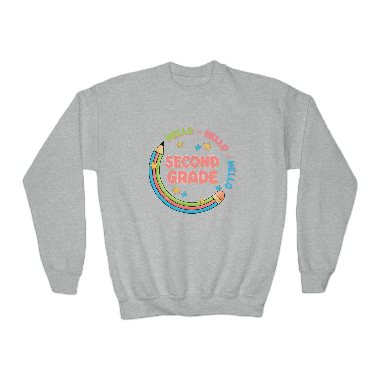First day of school sweater second grade shirt elementary school style Youth Crewneck Sweatshirt