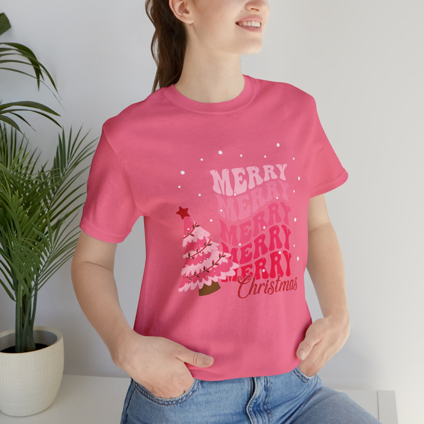 Festive AF shirt Pink Merry Bright Christmas Tshirt for Women Christmas Shirt Sweater Holiday Christmas gift for her gift for him unisex
