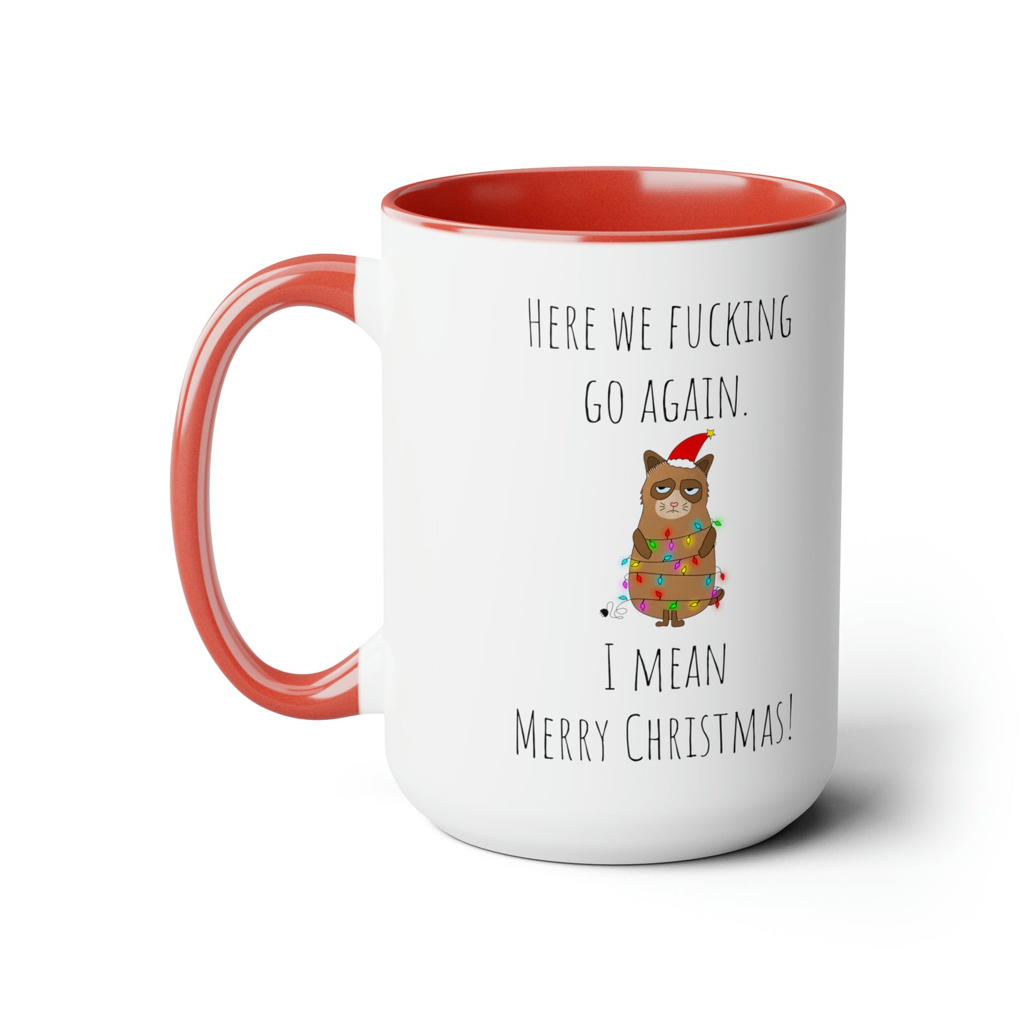 Grumpy cat Christmas mug Coffee Mug lover party gift mug Floral mug gift for her Mug funny gift for wife Coffee Mugs tea Christmas gift 15oz