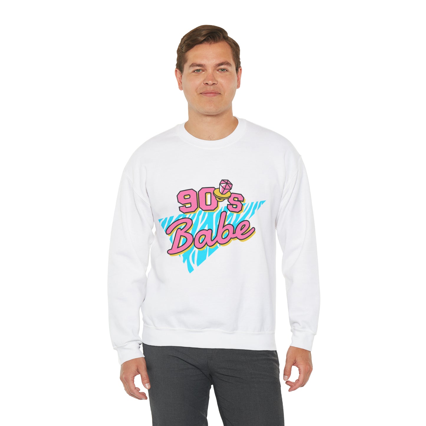 90's Babe Sweatshirt, Pink blue shirt, Unisex Heavy Blend Crewneck Sweatshirt