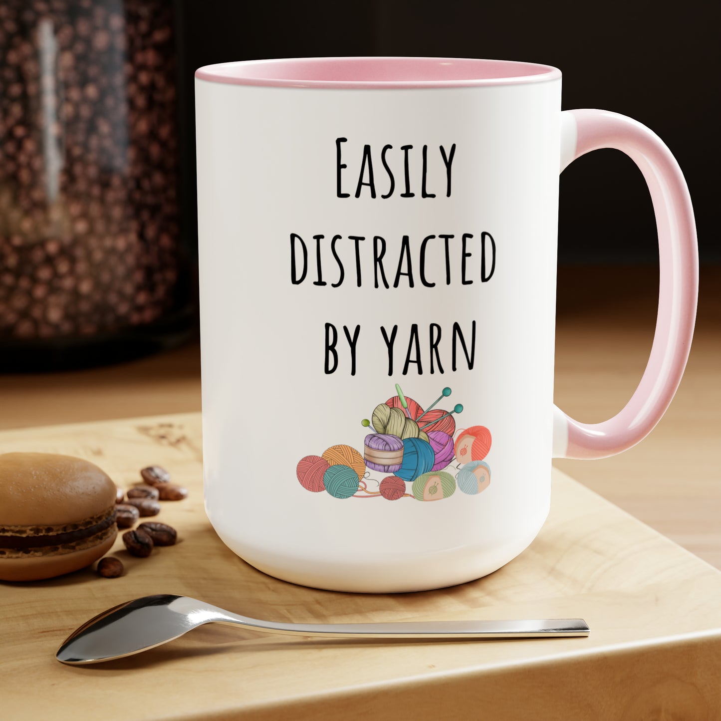 Easily distracted by yarn mug Supervisor mug Floral mug gift for her Mug funny gift for wife Coffee Mugs tea Christmas gift 15oz