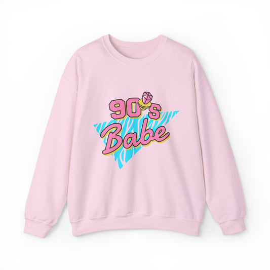 90's Babe Sweatshirt, Pink blue shirt, Unisex Heavy Blend Crewneck Sweatshirt