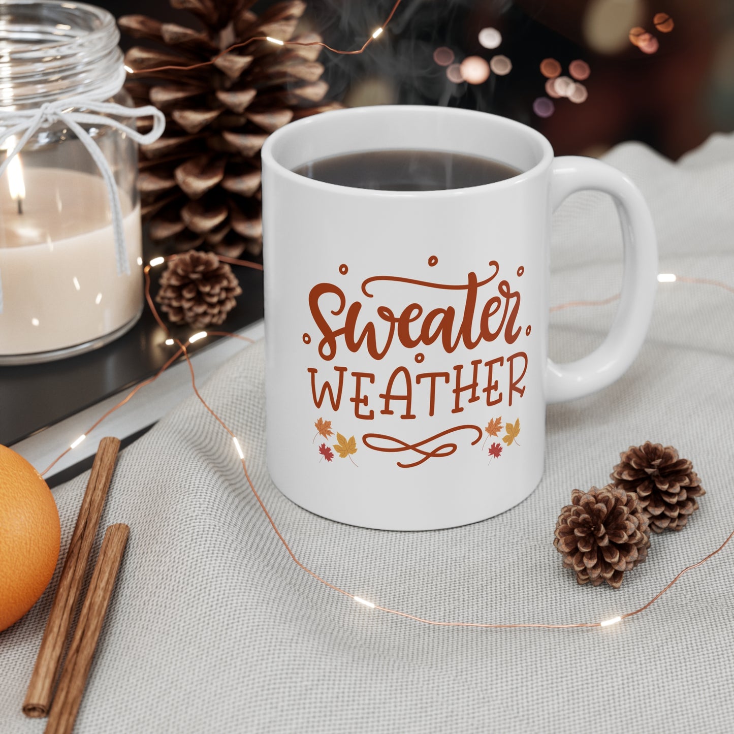 Sweater Weather Mug  Cozy Autumn Drinkware for Fall, Seasonal Coffee Cup, Cute Gift for Coffee Lovers, Hot Chocolate, Thanksgiving
