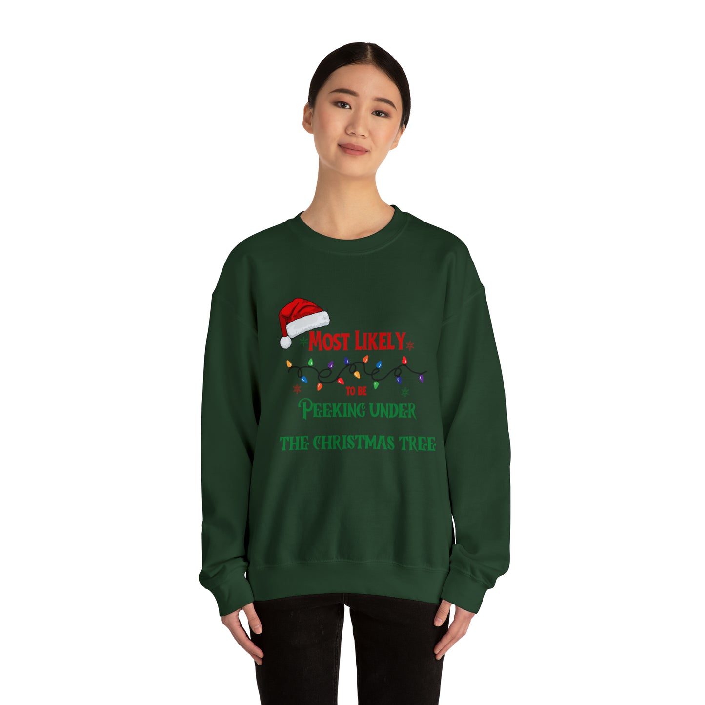 Matching Family Christmas Shirts Most likely to peek under the Christmas tree Santa claus Hat family tshirts Family Christmas Shirt, Matching Xmas Tees Custom Christmas T shirt photos