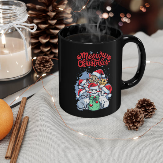 Christmas Cat tree Cat lover gift coffee lover gift tea lover gift for her gift for him Ceramic Mug Bestfriend Christmas gift 11oz Black Mug