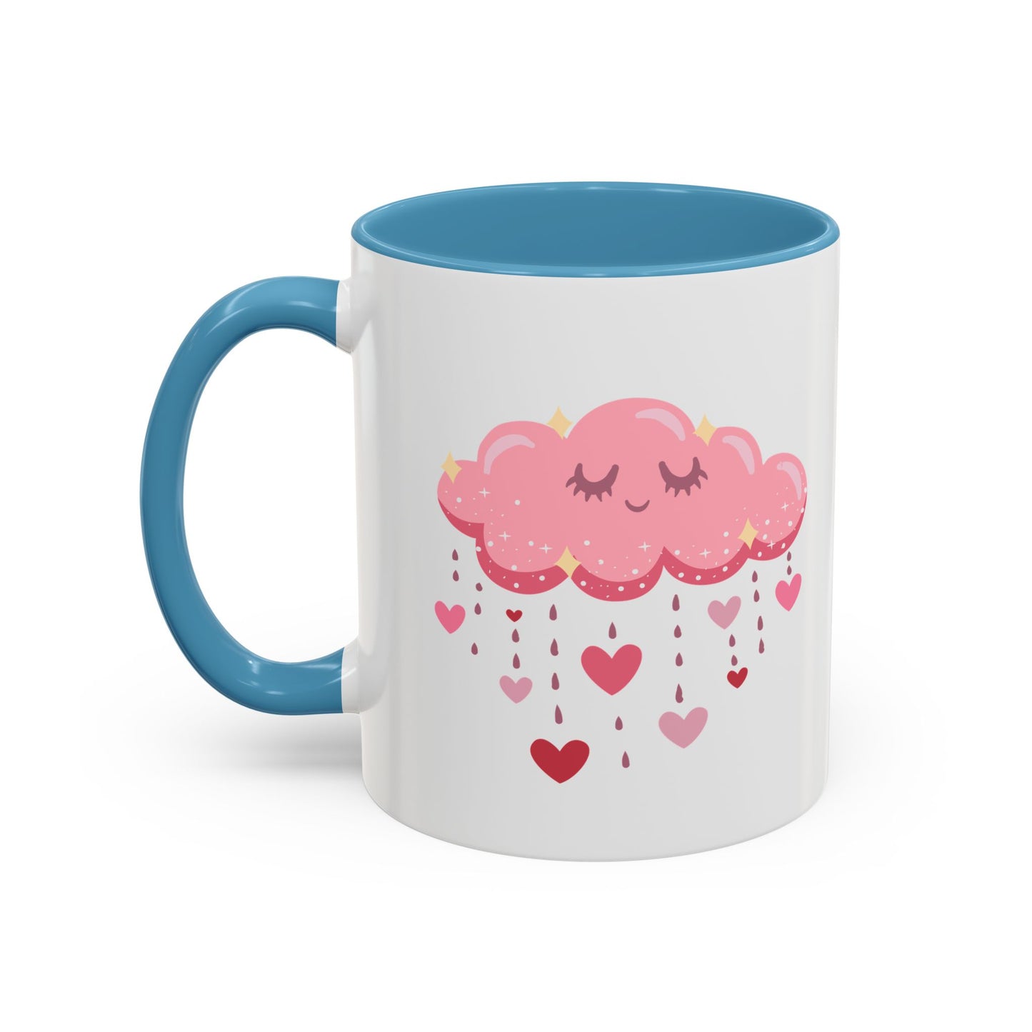 Happy pink cloud mug pink hearts mug Valentines day mug Galantines day Bestie giftforher gift tea Mug Coffee Gift for Mom vday gift girlboss