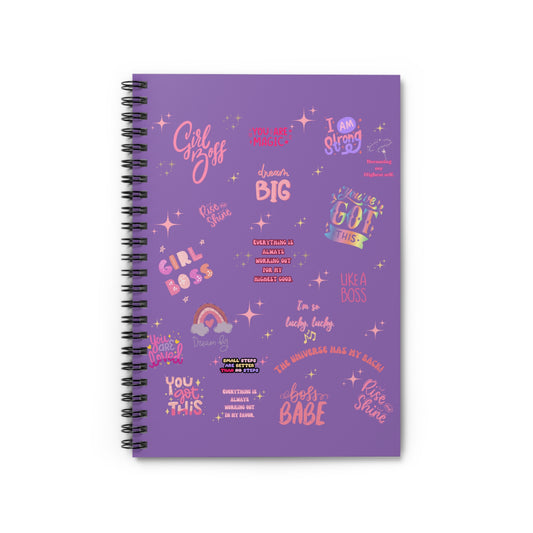 Girlboss notebook bossbabe bullet cute journal light purple Manifest Journal Magical Moon Notebook Bullet journal Spiral Notebook Ruled Line