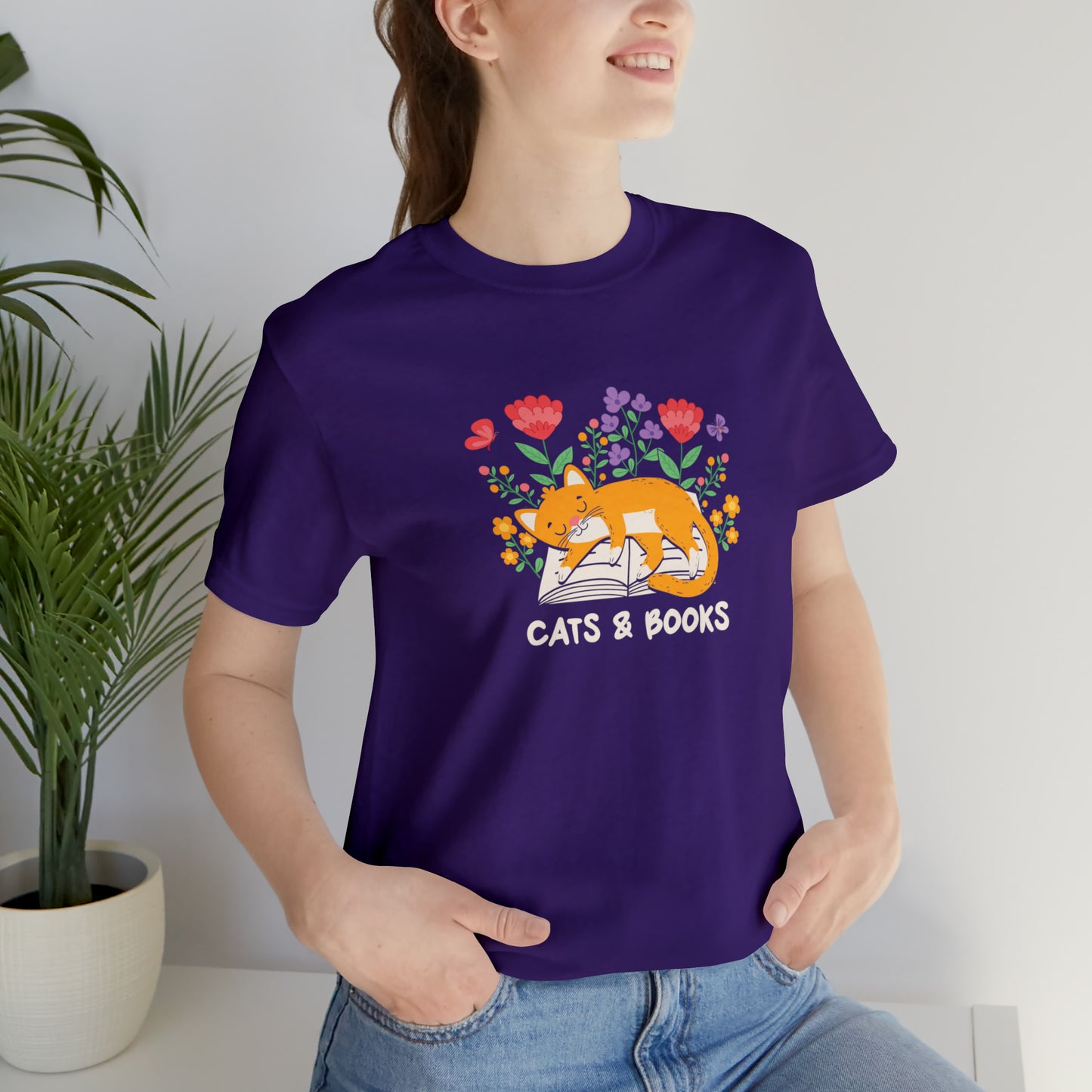 Cat Mom Shirt Cat Lover Tee Cute Book Cat Shirt Floral Book Shirt Book Lover Sweatshirt Reader Bookish Tee Cat Themed Gift For Women for men