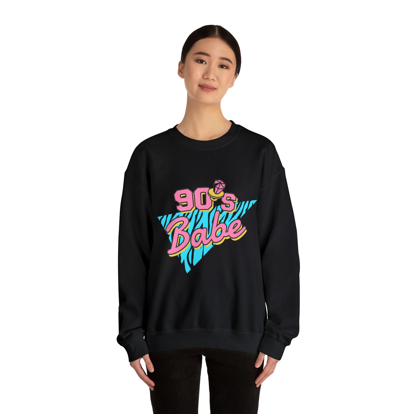 90's Babe Sweatshirt, Pink blue shirt, Unisex Heavy Blend Crewneck Sweatshirt