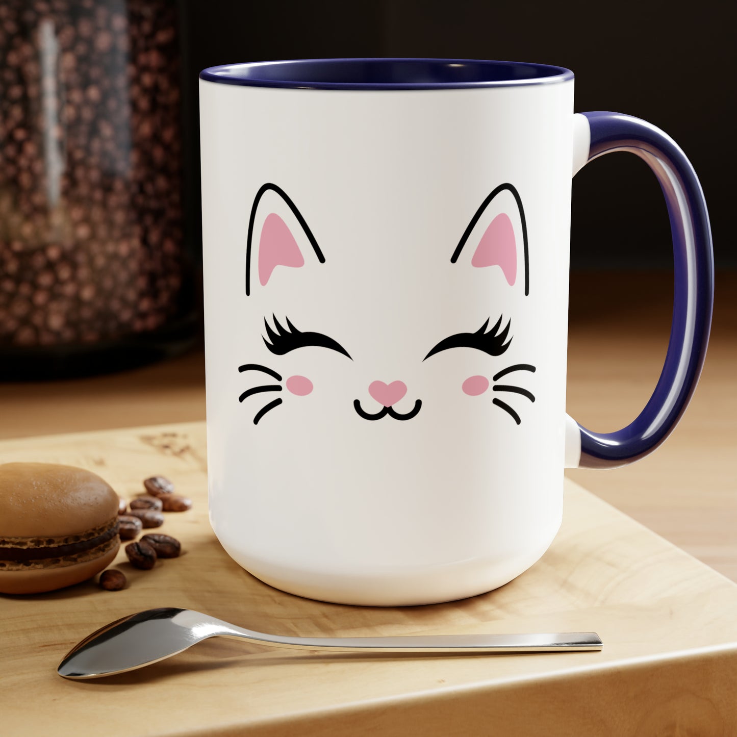 Cute cat face mug Christmas mug gift for mom gift mug Floral mug gift for her Mug funny gift for wife Coffee Mugs Christmas gift 15oz