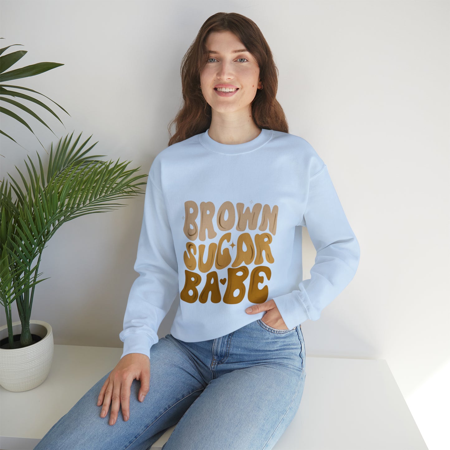 Brown Sugar Babe sweatshirt, Brown Beauty shirt, Birthday gift for her, Melanin sweatshirt, Unisex Heavy Blend Crewneck Sweatshirt