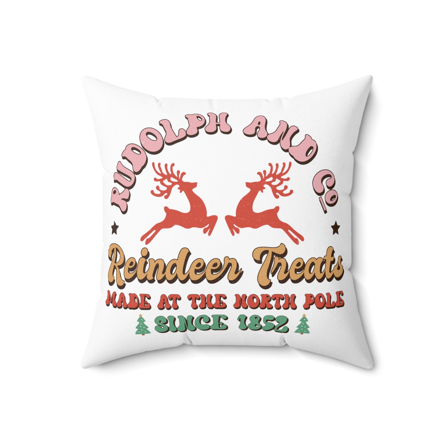 Christmas pillow Rudolph North Pole pillow Merry & Bright Christmas gift for her gift for him Christmas home decor Polyester Square Pillow
