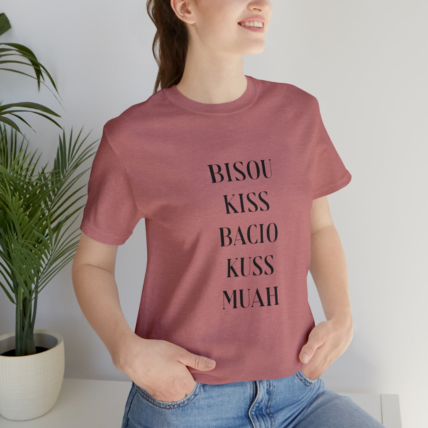 Bisou kiss shirt, travel shirt, best friend trip, girls vacation trip, Unisex Jersey Short Sleeve Tee