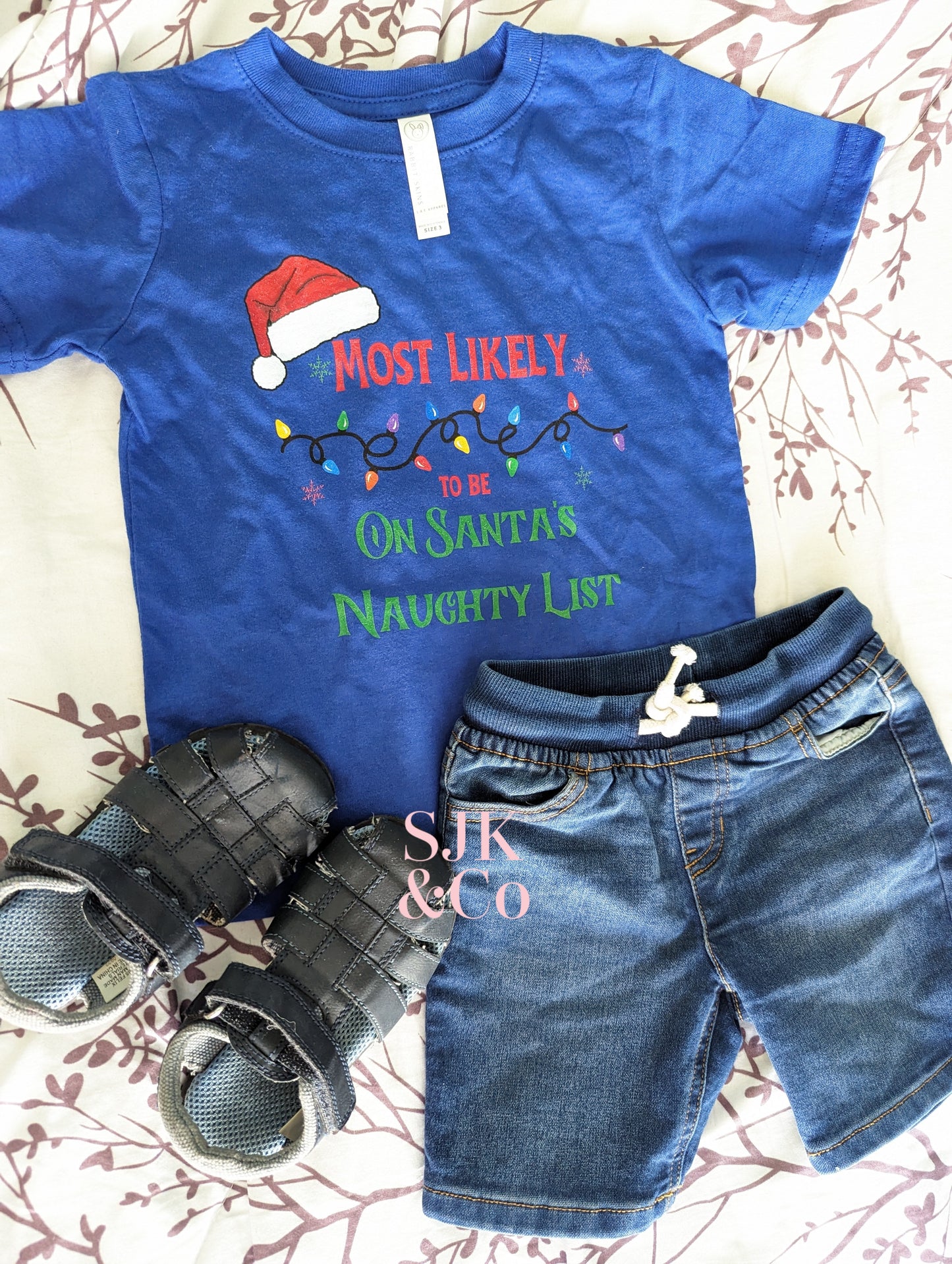 Most likely to be on Santa's naughty list Toddler's Tee baby Christmas shirt