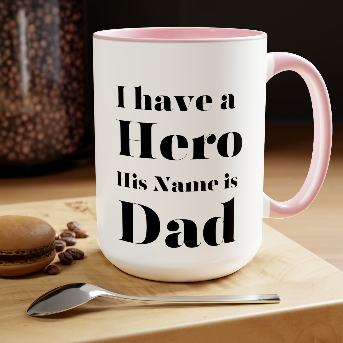 Hero dad mug love you dad Valentine's Day mug sister gift Coffee Mug pregnancy reveal gift heart mug gift for her Mug wife Coffee tea 15oz