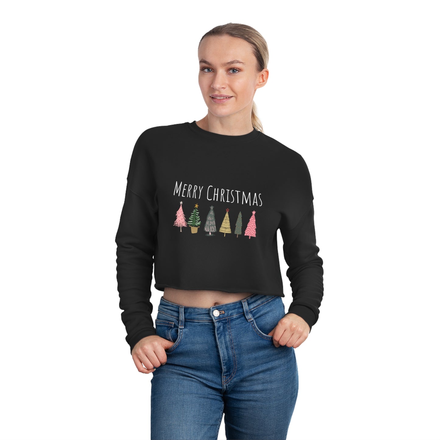 Merry Christmas sweater Women's Cropped Sweatshirt Christmas gift for her gift for wife